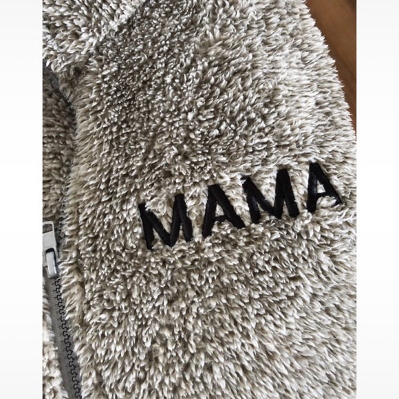 . MAMA Sherpa Long Sleeve Half Zip Up Pullover Sweater - Picture 4 of 8